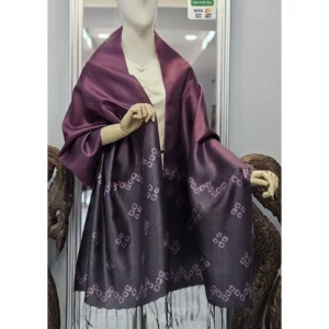 ผ้าคลุมไหล่ไหม ยกดอก มัดย้อม ไล่เฉดสี ขนาด 65x200ซม.