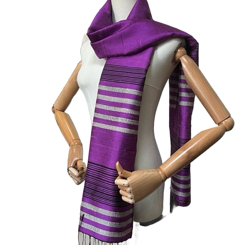 ผ้าคลุมไหล่ งานทอมือ ผ้าไหมแท้ 100%