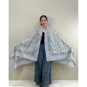 th-11134207-7ra0j-mctfz6hr9w7y89 ผ้าพันคอ / ผ้าคลุมไหล่ผ้าคอตตอนอินเดียแฮนด์บล๊อก (Cotton India Hand-Block Print)